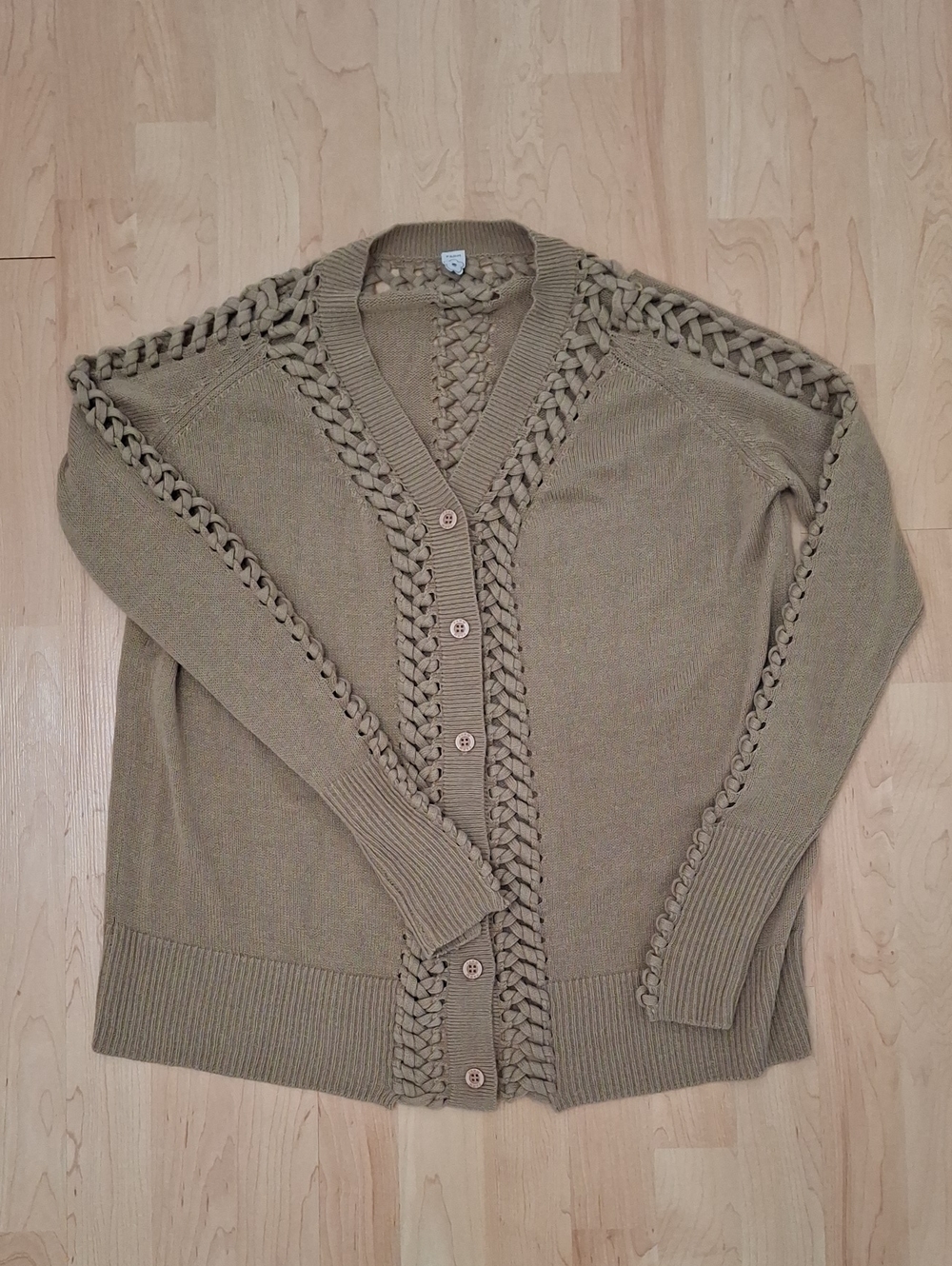 Farm Rio Olive Green Open Rope Knit Cardigan Size S
